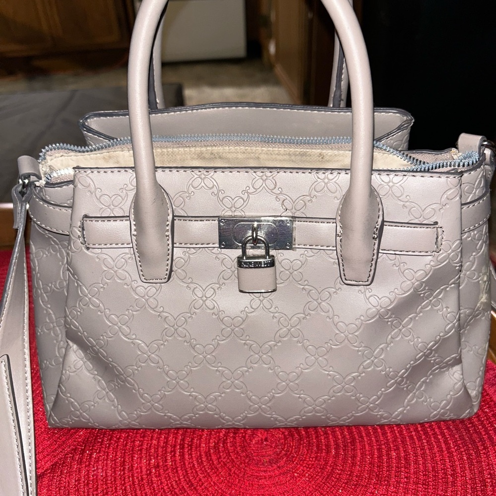 Nine West Gray Shoulder Bag with Lock Detail
